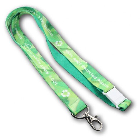 nastro da collo in materiele ecologico R-Pet Lanyard con stampa in materiale ecosostenibile